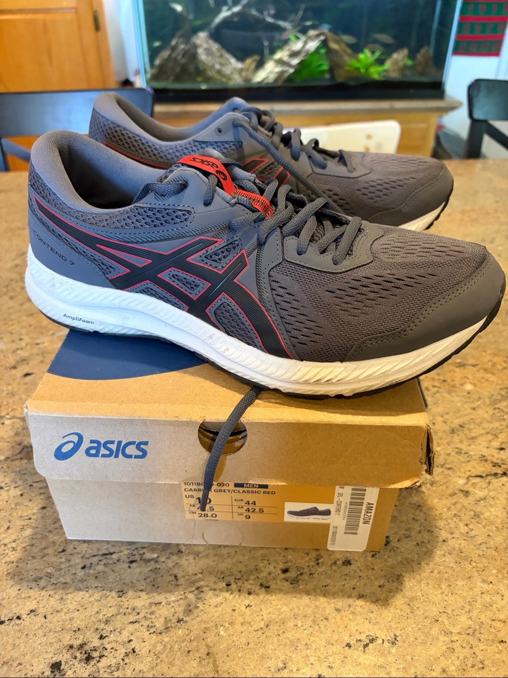 Asics Gel Contend 7 Mens Size 10 Carrier grey Red Running Shoes